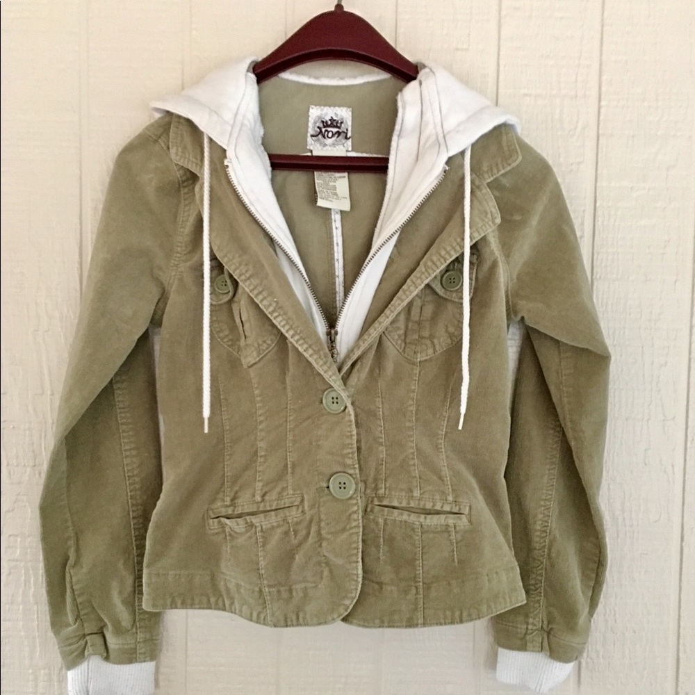 Nori Olive Green Hooded Corduroy Jacket